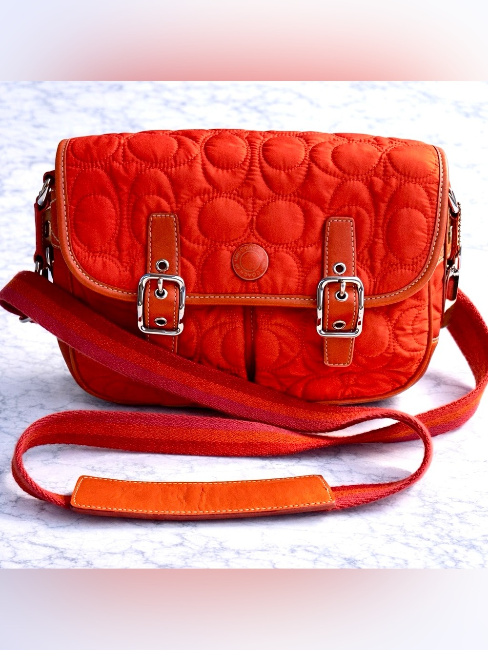 Vintage Coach Quilted Signature Crossbody Messenger Bag Y2K